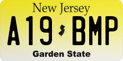 NJ license plate A19BMP
