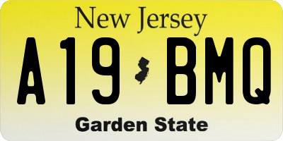 NJ license plate A19BMQ