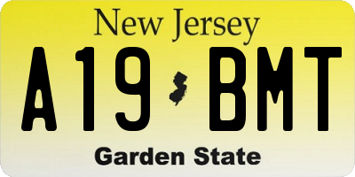 NJ license plate A19BMT