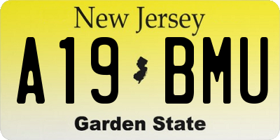 NJ license plate A19BMU