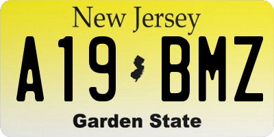 NJ license plate A19BMZ