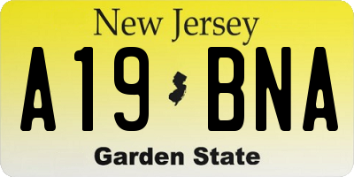 NJ license plate A19BNA