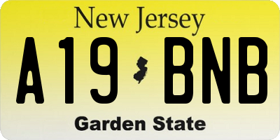 NJ license plate A19BNB