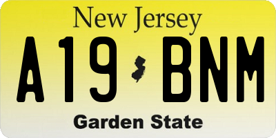 NJ license plate A19BNM
