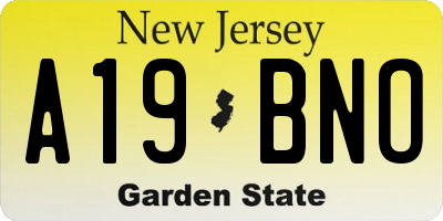 NJ license plate A19BNO