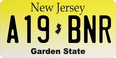 NJ license plate A19BNR