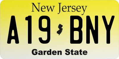 NJ license plate A19BNY