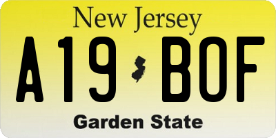 NJ license plate A19BOF