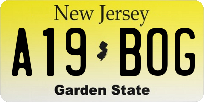 NJ license plate A19BOG
