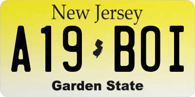 NJ license plate A19BOI