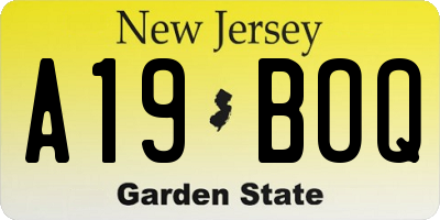 NJ license plate A19BOQ