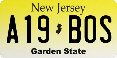 NJ license plate A19BOS