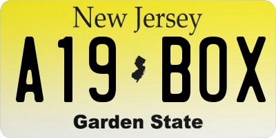 NJ license plate A19BOX