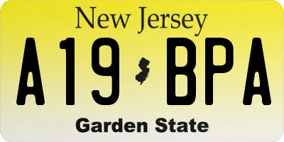 NJ license plate A19BPA