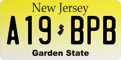 NJ license plate A19BPB
