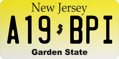 NJ license plate A19BPI