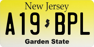 NJ license plate A19BPL