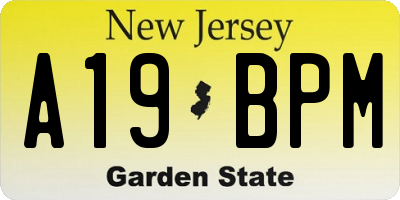 NJ license plate A19BPM