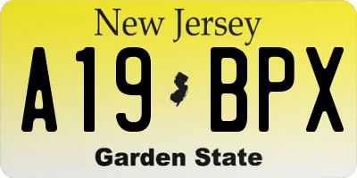 NJ license plate A19BPX