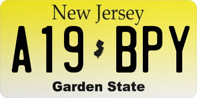 NJ license plate A19BPY