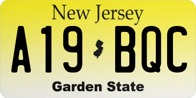 NJ license plate A19BQC