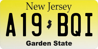 NJ license plate A19BQI