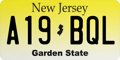 NJ license plate A19BQL