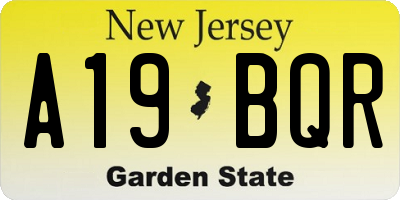 NJ license plate A19BQR