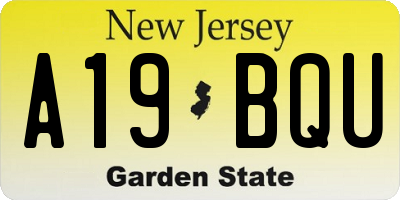 NJ license plate A19BQU