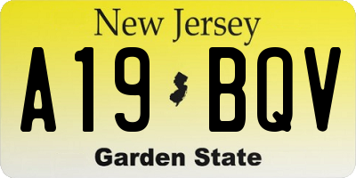 NJ license plate A19BQV