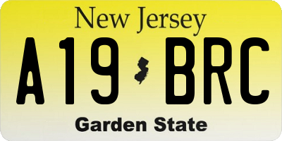 NJ license plate A19BRC