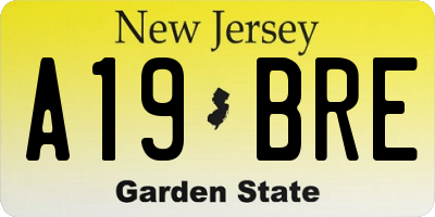 NJ license plate A19BRE