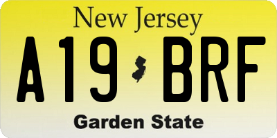 NJ license plate A19BRF
