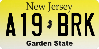 NJ license plate A19BRK