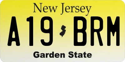 NJ license plate A19BRM