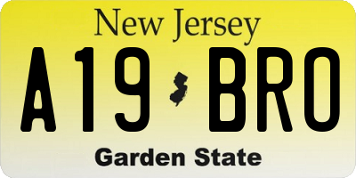 NJ license plate A19BRO