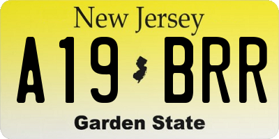 NJ license plate A19BRR