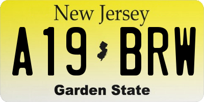 NJ license plate A19BRW