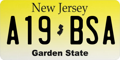 NJ license plate A19BSA