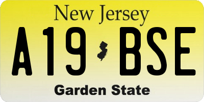 NJ license plate A19BSE