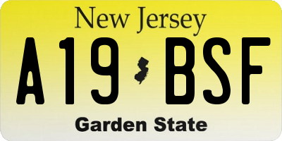 NJ license plate A19BSF