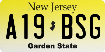 NJ license plate A19BSG