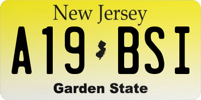 NJ license plate A19BSI