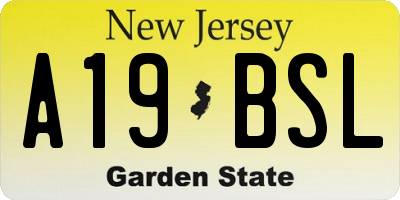 NJ license plate A19BSL