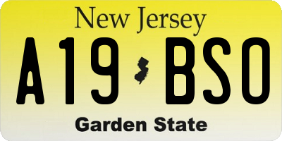 NJ license plate A19BSO