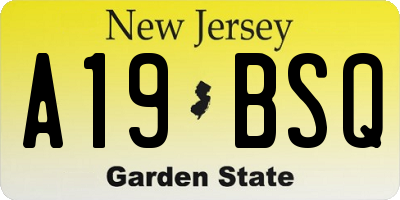 NJ license plate A19BSQ