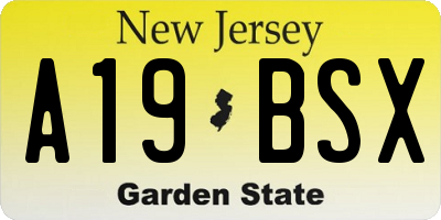 NJ license plate A19BSX