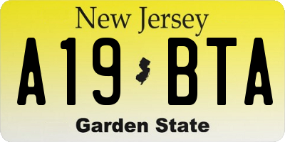 NJ license plate A19BTA