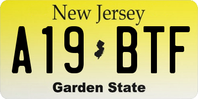 NJ license plate A19BTF