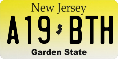 NJ license plate A19BTH